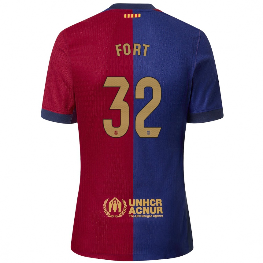 Kids Football Héctor Fort #32 Blue Red Home Jersey 2024/25 T-Shirt Uk