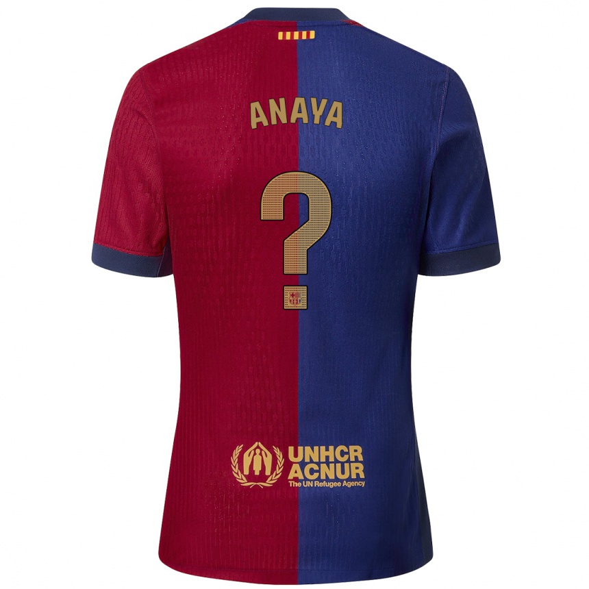 Kids Football Joan Anaya #0 Blue Red Home Jersey 2024/25 T-Shirt Uk