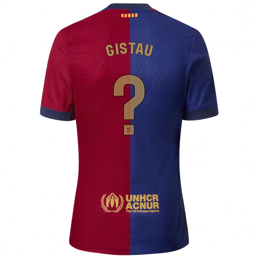 Kids Football Òscar Gistau #0 Blue Red Home Jersey 2024/25 T-Shirt Uk