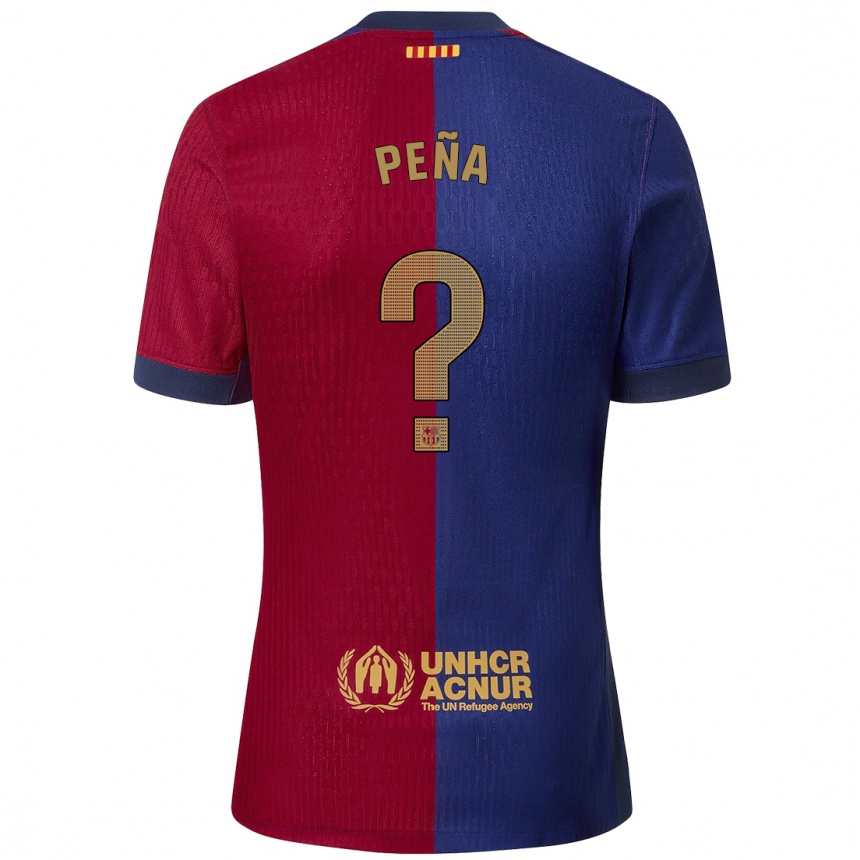 Kids Football Pablo Peña #0 Blue Red Home Jersey 2024/25 T-Shirt Uk