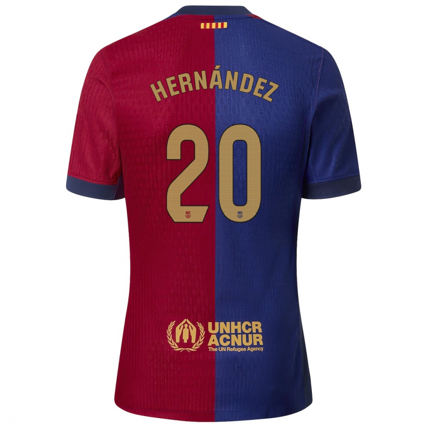 Kids Football Unai Hernández #20 Blue Red Home Jersey 2024/25 T-Shirt Uk