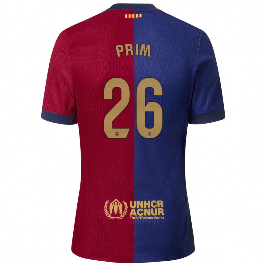 Kids Football Pau Prim #26 Blue Red Home Jersey 2024/25 T-Shirt Uk