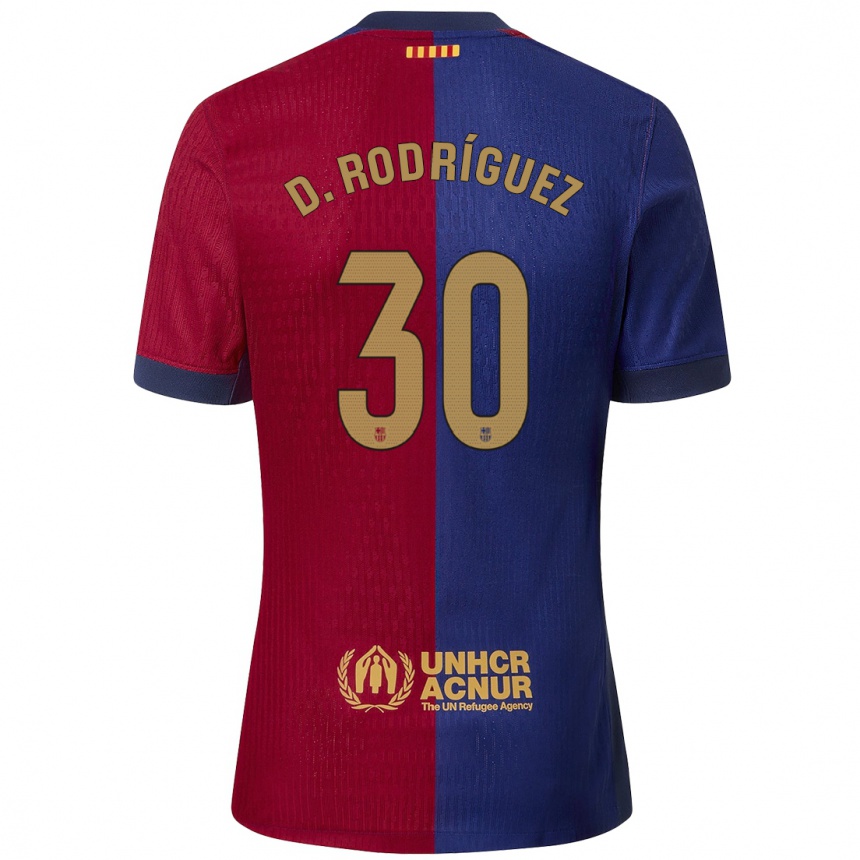 Kids Football Dani Rodríguez #30 Blue Red Home Jersey 2024/25 T-Shirt Uk