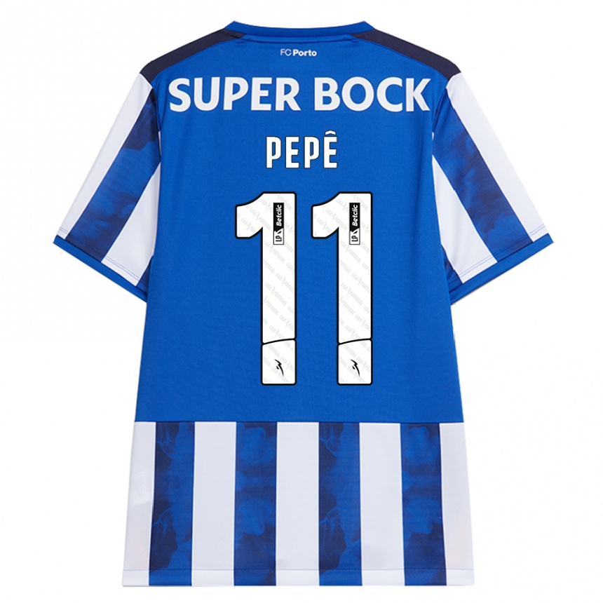 Kids Football Pepe #11 Blue White Home Jersey 2024/25 T-Shirt Uk