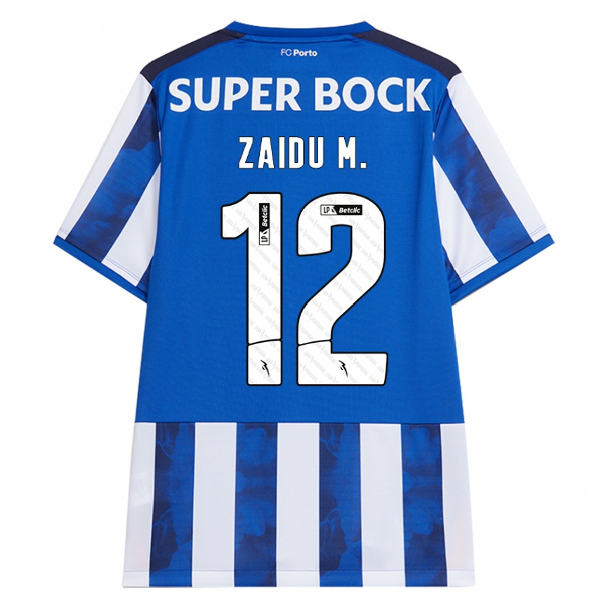 Kids Football Zaidu #12 Blue White Home Jersey 2024/25 T-Shirt Uk