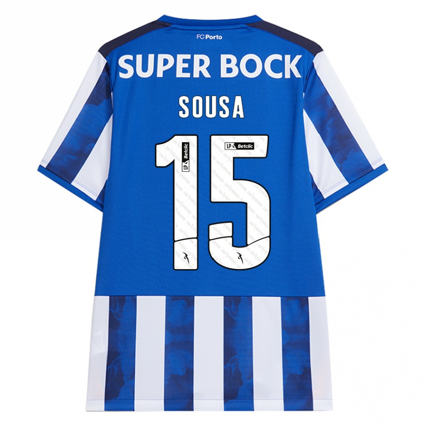 Kids Football Vasco Sousa #15 Blue White Home Jersey 2024/25 T-Shirt Uk