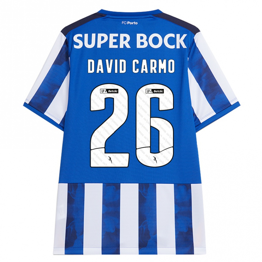 Kids Football David Carmo #26 Blue White Home Jersey 2024/25 T-Shirt Uk