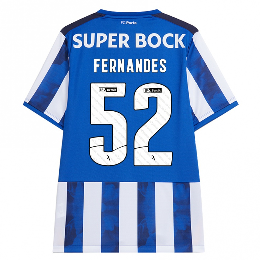 Kids Football Martim Fernandes #52 Blue White Home Jersey 2024/25 T-Shirt Uk