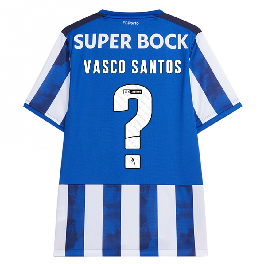 Kids Football Vasco Santos #0 Blue White Home Jersey 2024/25 T-Shirt Uk