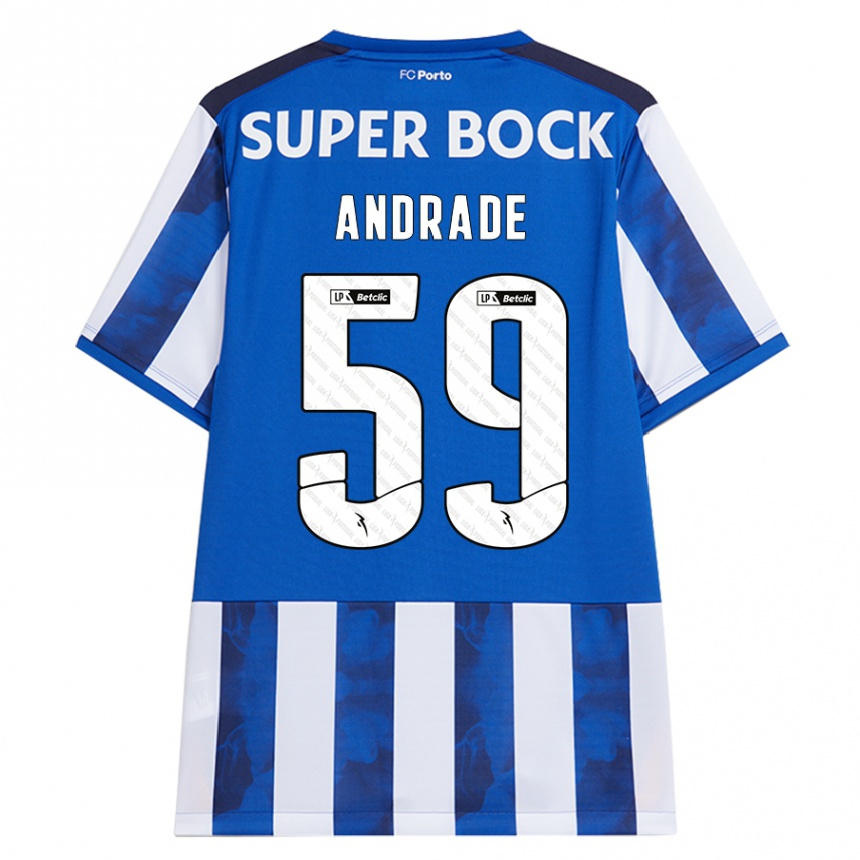 Kids Football Tiago Andrade #59 Blue White Home Jersey 2024/25 T-Shirt Uk