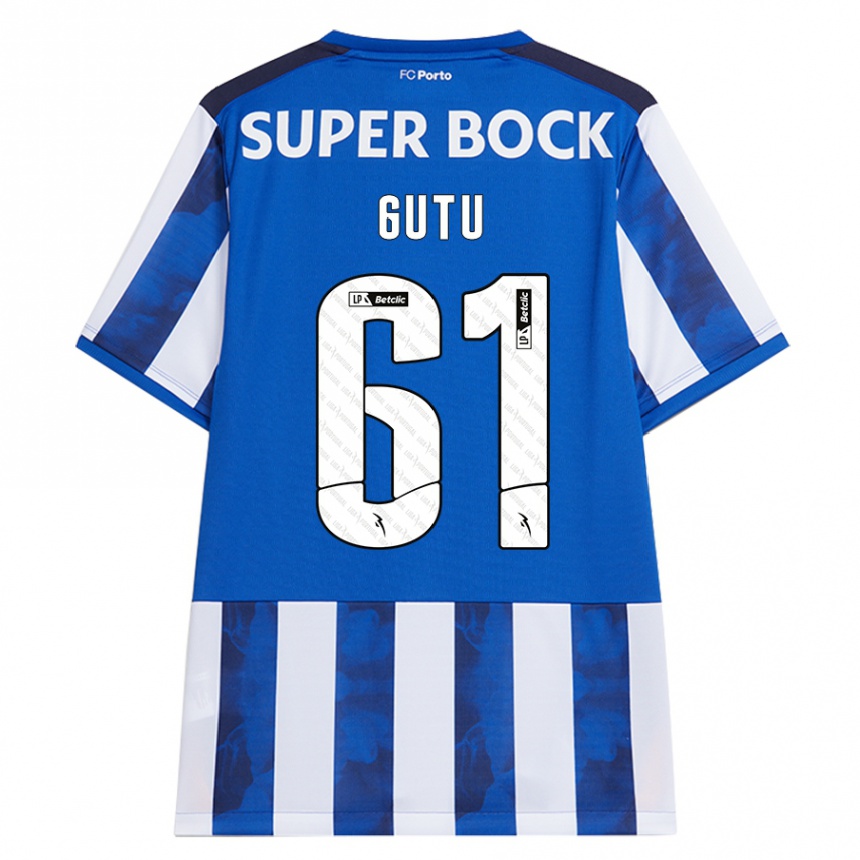 Kids Football Denis Gutu #61 Blue White Home Jersey 2024/25 T-Shirt Uk