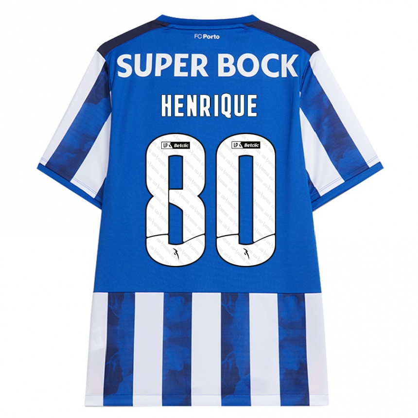 Kids Football Kaio Henrique #80 Blue White Home Jersey 2024/25 T-Shirt Uk