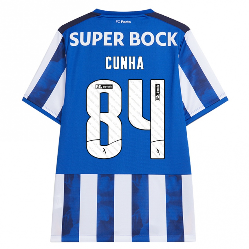 Kids Football Martim Cunha #84 Blue White Home Jersey 2024/25 T-Shirt Uk