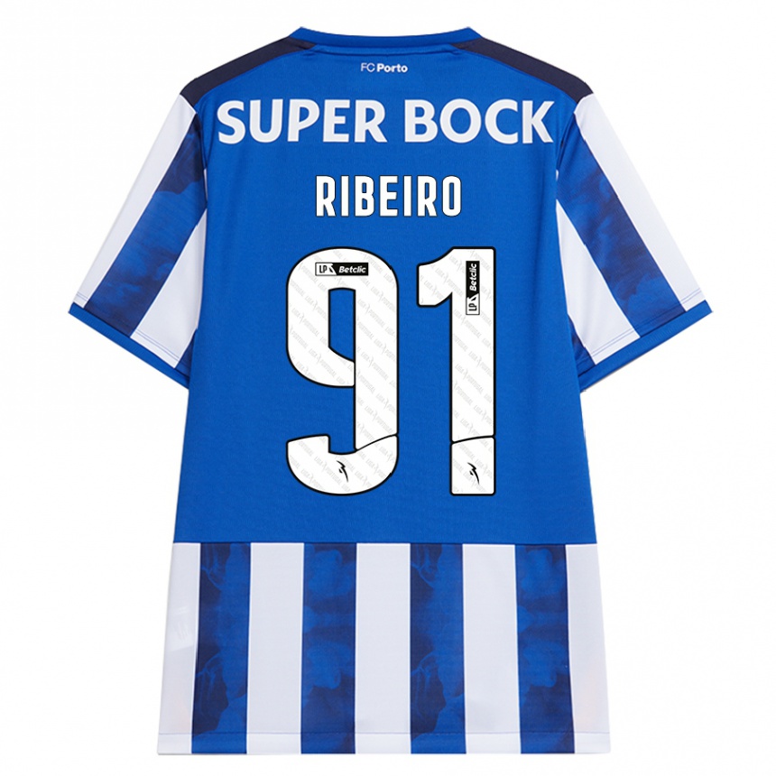 Kids Football Gonçalo Ribeiro #91 Blue White Home Jersey 2024/25 T-Shirt Uk