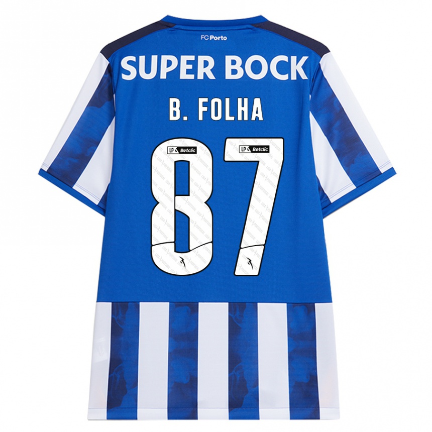 Kids Football Bernardo Folha #87 Blue White Home Jersey 2024/25 T-Shirt Uk