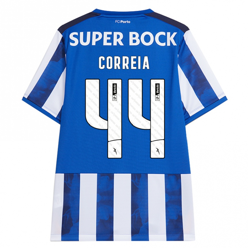 Kids Football Romain Correia #44 Blue White Home Jersey 2024/25 T-Shirt Uk