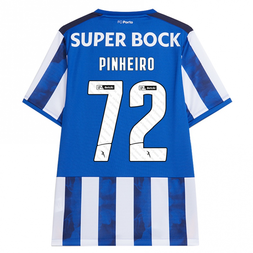 Kids Football Rodrigo Pinheiro #72 Blue White Home Jersey 2024/25 T-Shirt Uk