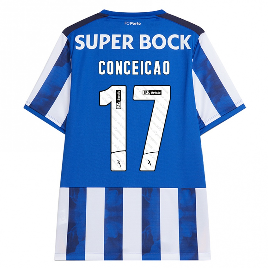 Kids Football Rodrigo Conceicao #17 Blue White Home Jersey 2024/25 T-Shirt Uk