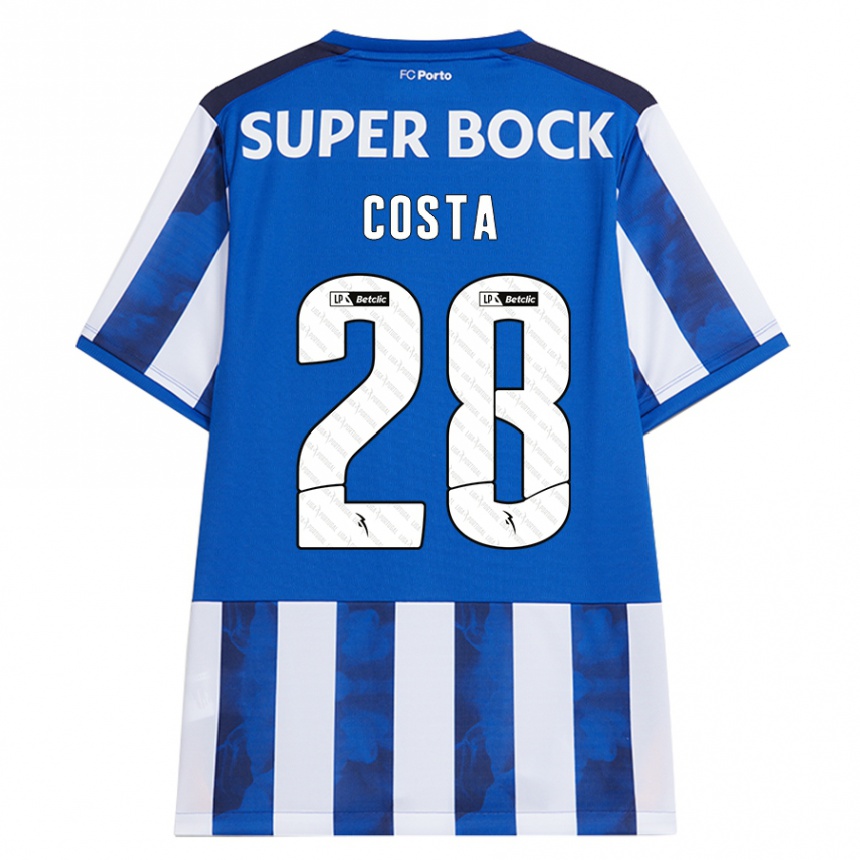 Kids Football Bruno Costa #28 Blue White Home Jersey 2024/25 T-Shirt Uk