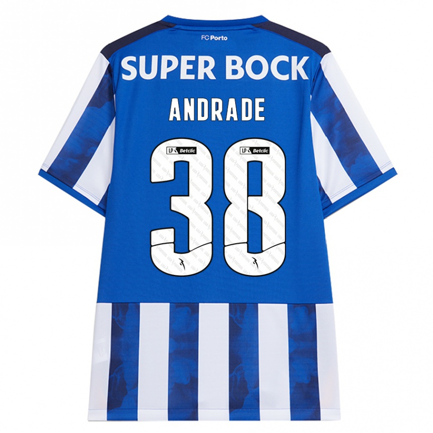 Kids Football Fernando Andrade #38 Blue White Home Jersey 2024/25 T-Shirt Uk