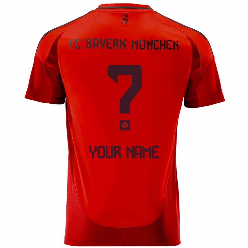 Kids Football Your Name #0 Red Home Jersey 2024/25 T-Shirt Uk