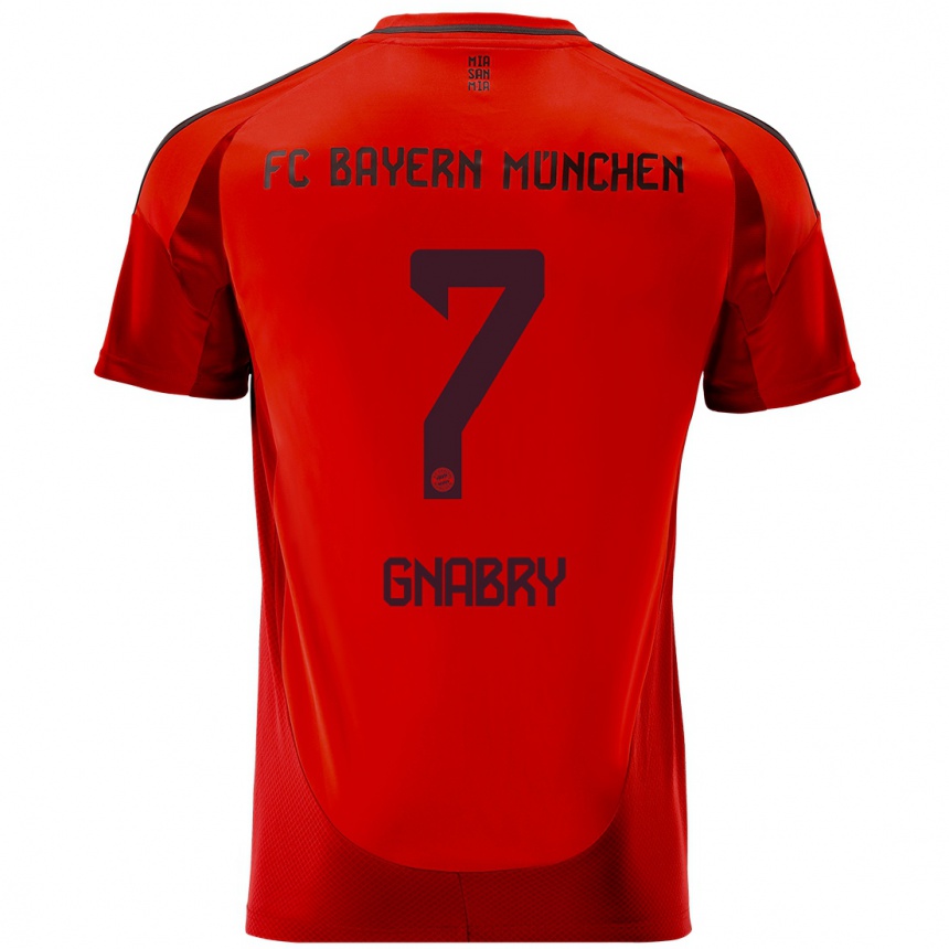 Kids Football Serge Gnabry #7 Red Home Jersey 2024/25 T-Shirt Uk