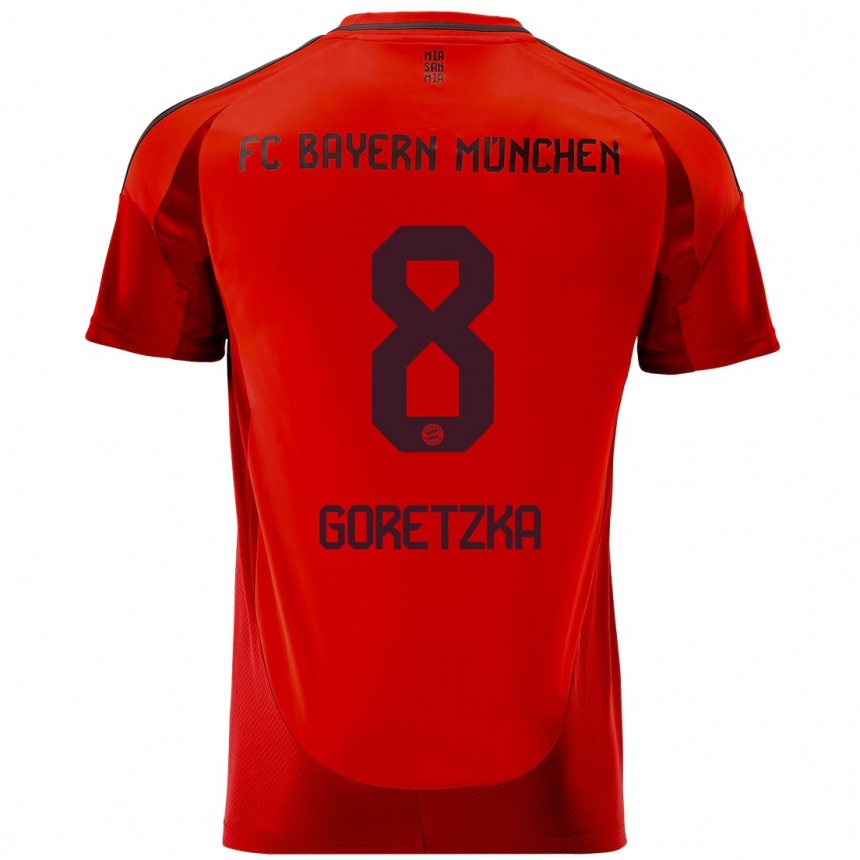 Kids Football Leon Goretzka #8 Red Home Jersey 2024/25 T-Shirt Uk