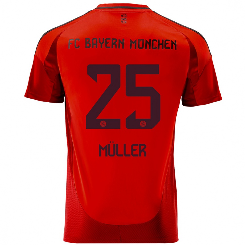 Kids Football Thomas Muller #25 Red Home Jersey 2024/25 T-Shirt Uk