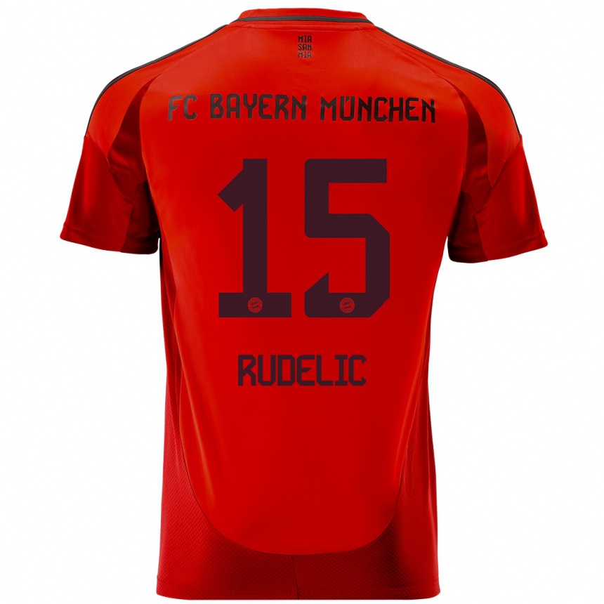 Kids Football Ivana Rudelic #15 Red Home Jersey 2024/25 T-Shirt Uk