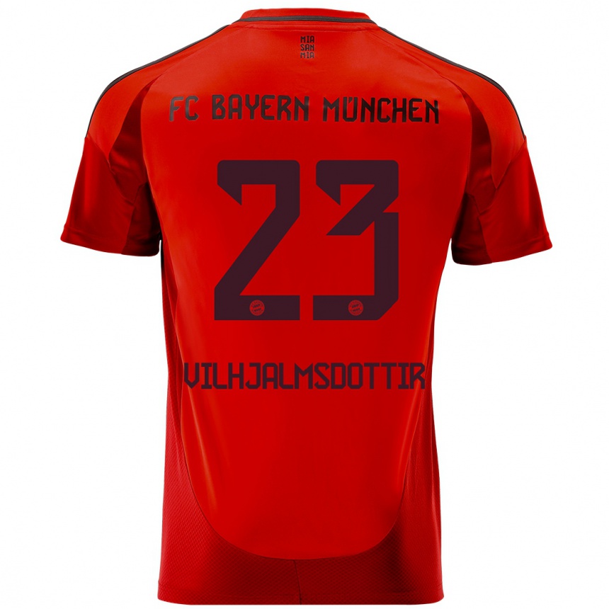 Kids Football Karolina Lea Vilhjalmsdottir #23 Red Home Jersey 2024/25 T-Shirt Uk