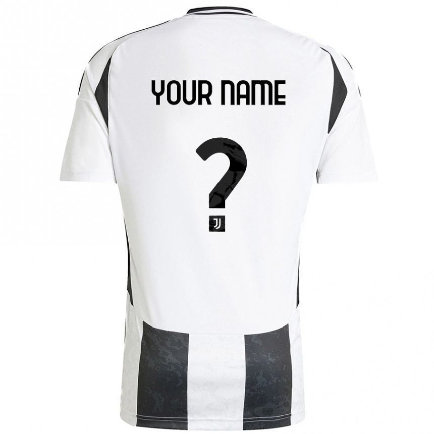 Kids Football Your Name #0 White Black Home Jersey 2024/25 T-Shirt Uk