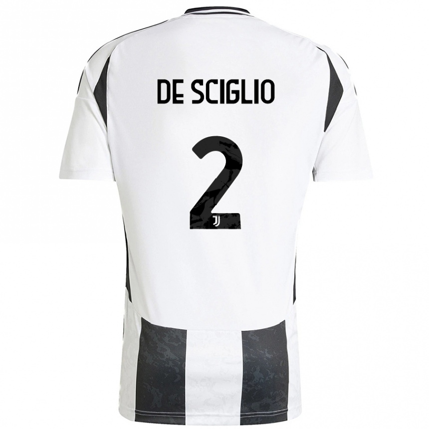 Kids Football Mattia De Sciglio #2 White Black Home Jersey 2024/25 T-Shirt Uk