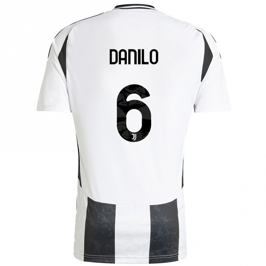 Kids Football Danilo #6 White Black Home Jersey 2024/25 T-Shirt Uk