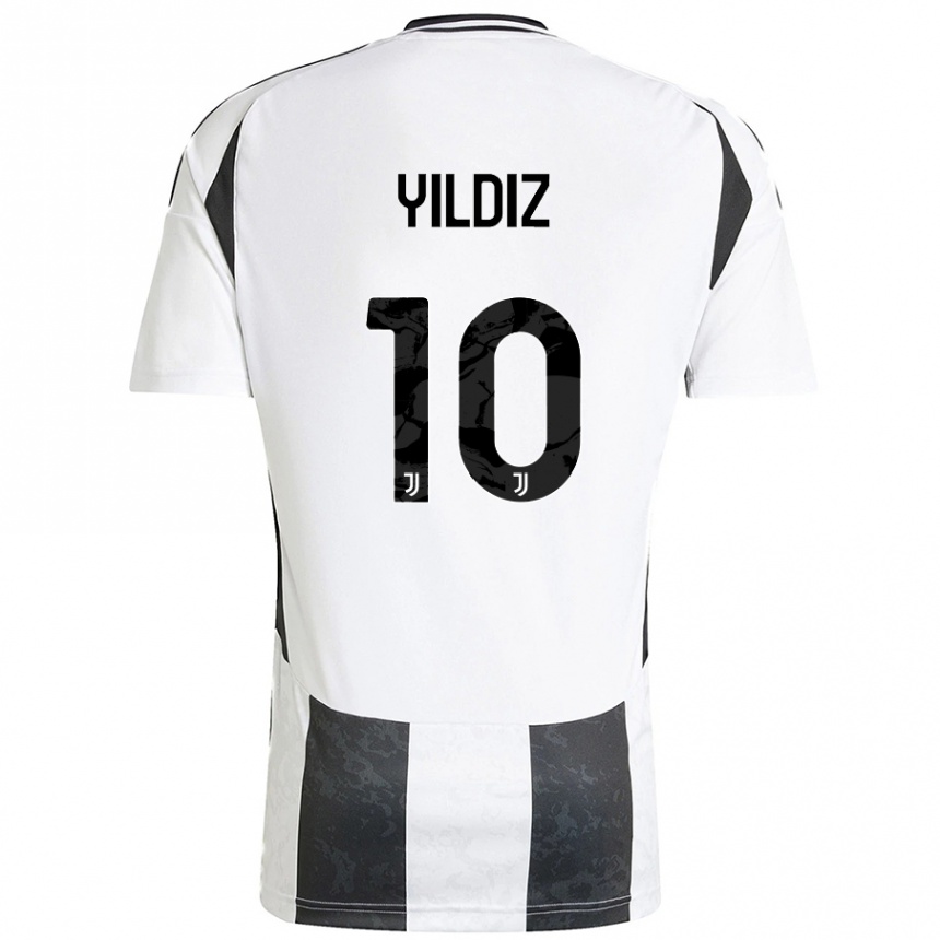 Kids Football Kenan Yildiz #10 White Black Home Jersey 2024/25 T-Shirt Uk