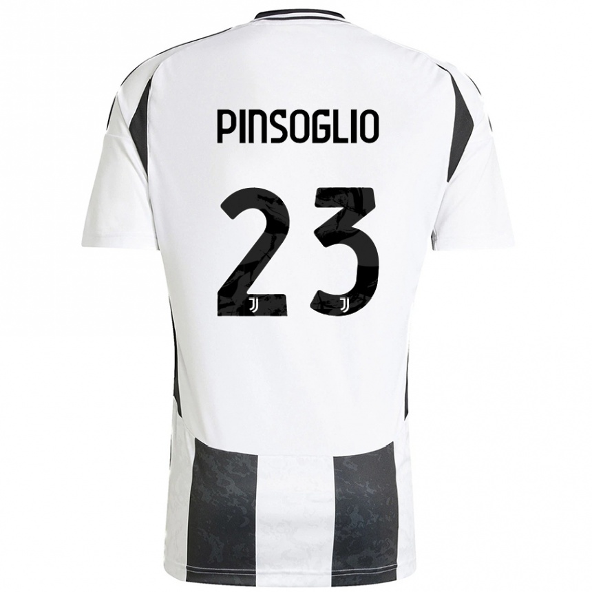 Kids Football Carlo Pinsoglio #23 White Black Home Jersey 2024/25 T-Shirt Uk