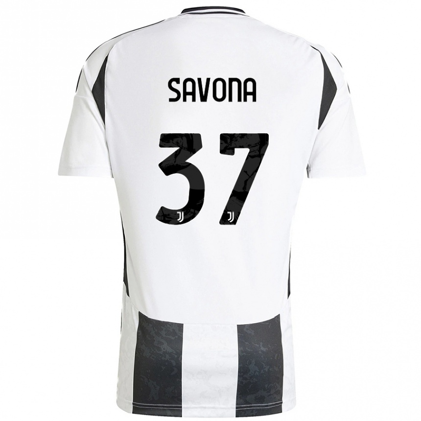 Kids Football Nicolo Savona #37 White Black Home Jersey 2024/25 T-Shirt Uk