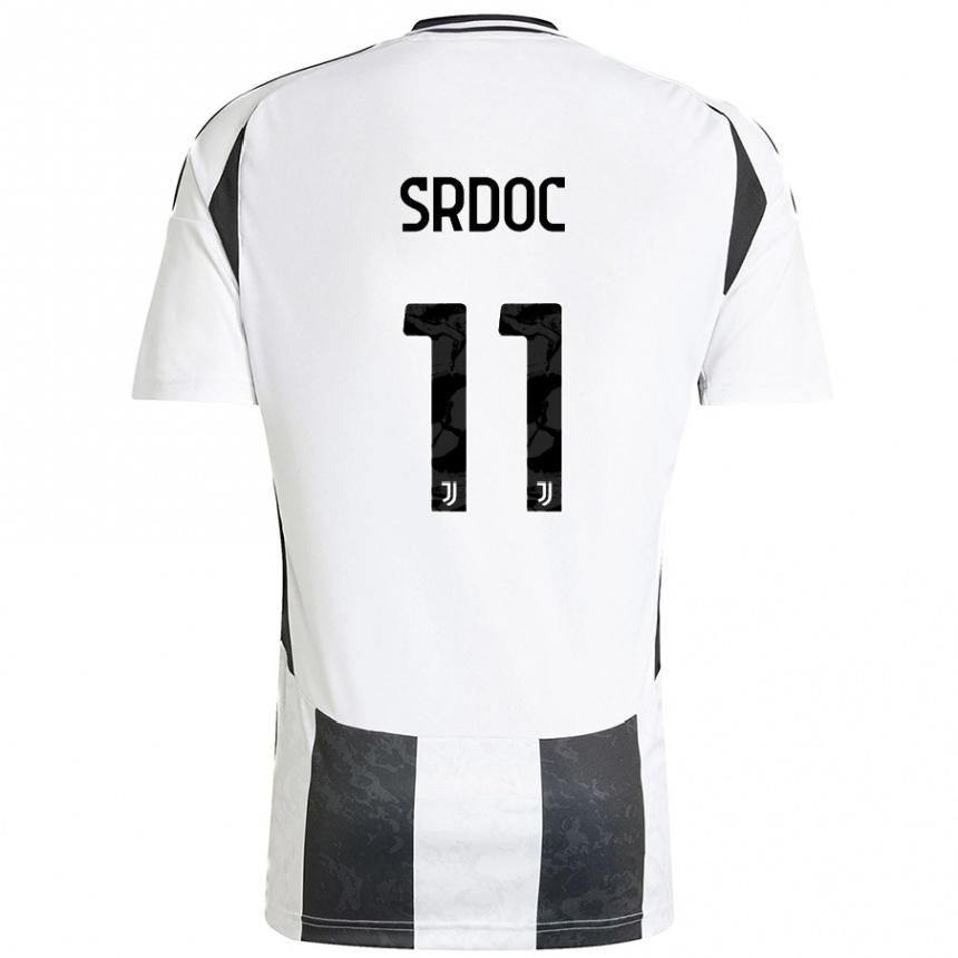 Kids Football Ivano Srdoc #11 White Black Home Jersey 2024/25 T-Shirt Uk