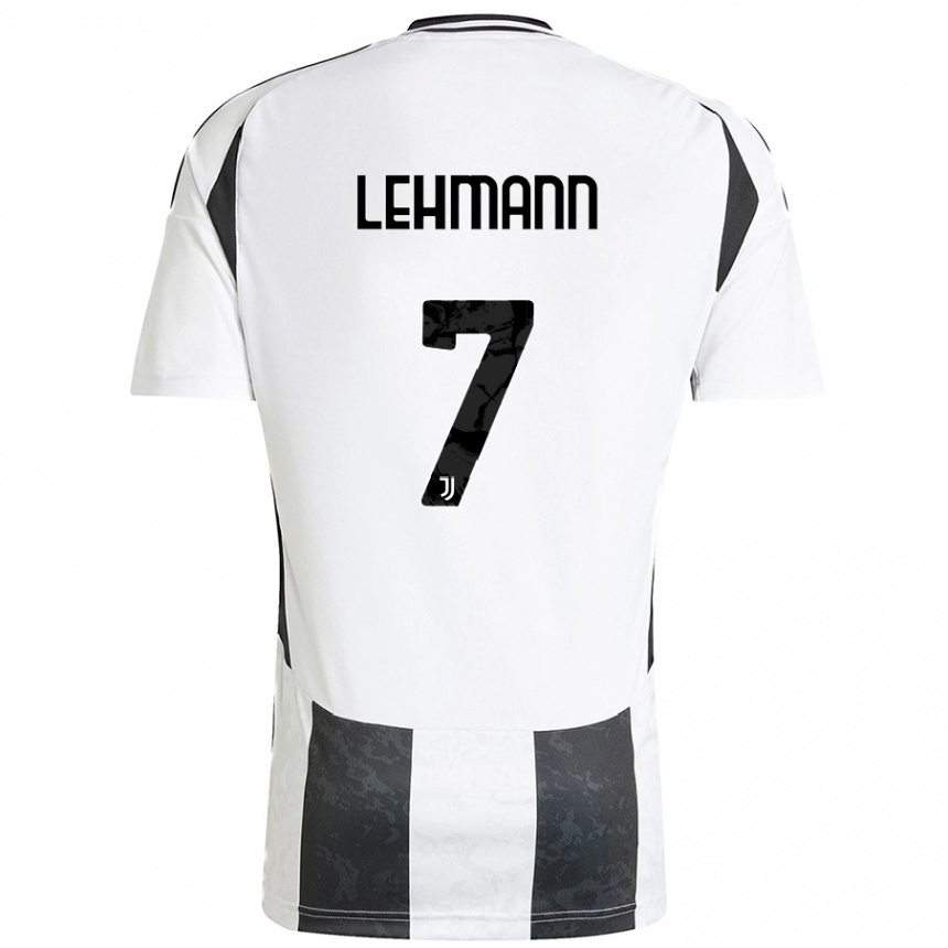 Kids Football Alisha Lehmann #7 White Black Home Jersey 2024/25 T-Shirt Uk