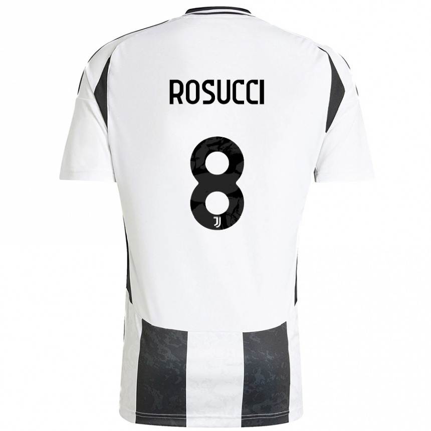 Kids Football Martina Rosucci #8 White Black Home Jersey 2024/25 T-Shirt Uk