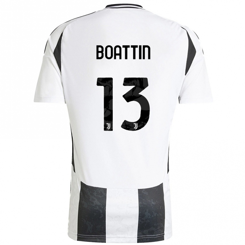 Kids Football Lisa Boattin #13 White Black Home Jersey 2024/25 T-Shirt Uk