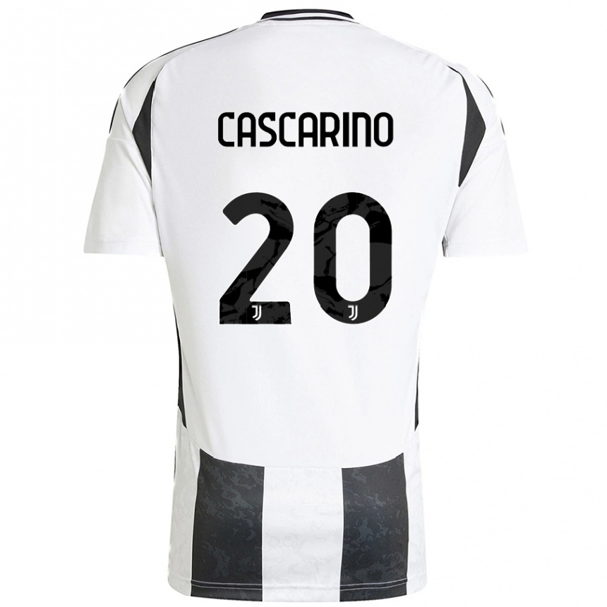 Kids Football Estelle Cascarino #20 White Black Home Jersey 2024/25 T-Shirt Uk