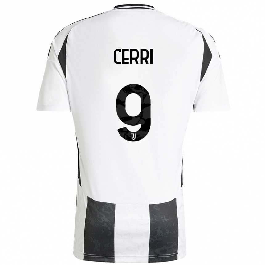 Kids Football Leonardo Cerri #9 White Black Home Jersey 2024/25 T-Shirt Uk