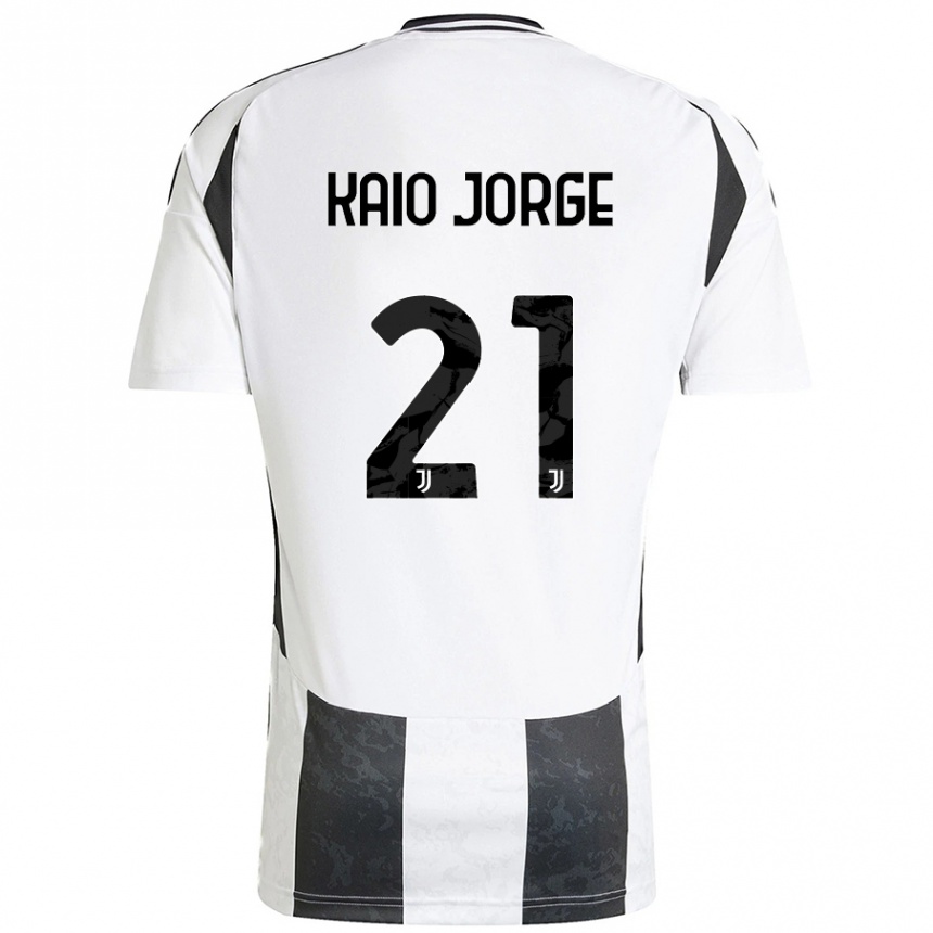 Kids Football Kaio Jorge #21 White Black Home Jersey 2024/25 T-Shirt Uk