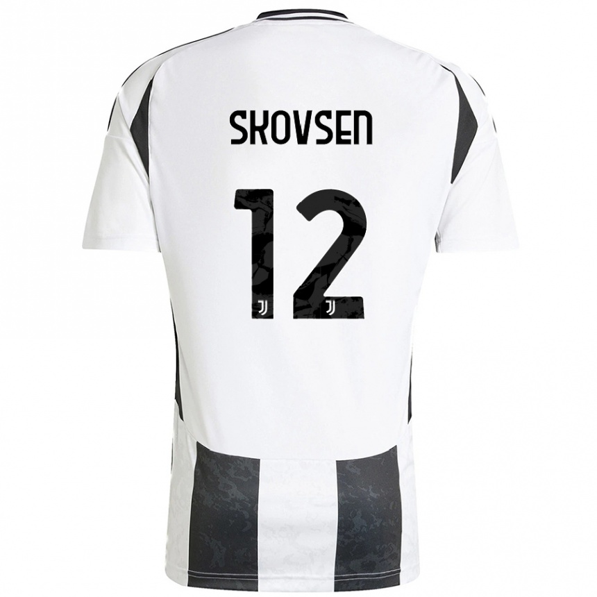 Kids Football Matilde Lundorf Skovsen #12 White Black Home Jersey 2024/25 T-Shirt Uk