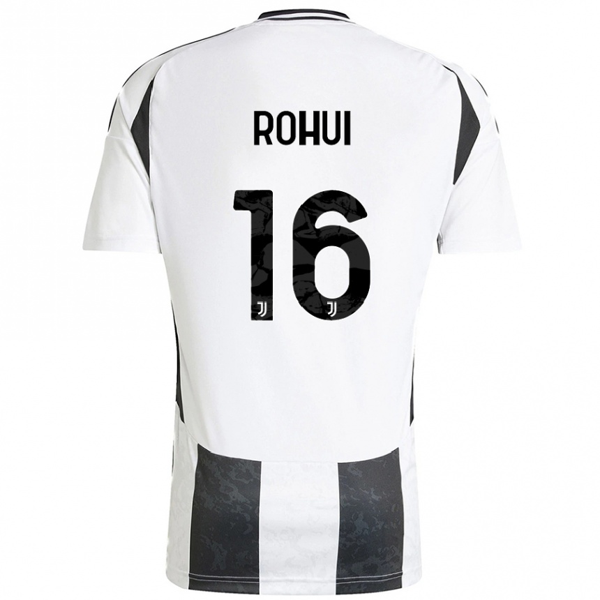 Kids Football Jonas Rohui #16 White Black Home Jersey 2024/25 T-Shirt Uk