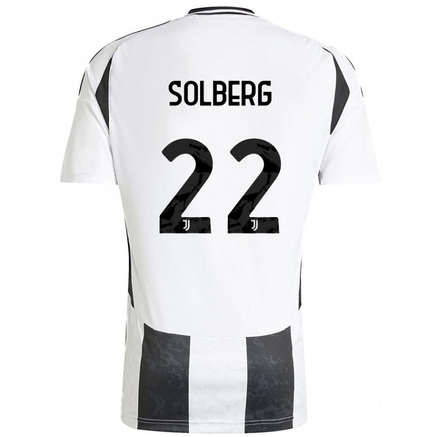 Kids Football Elias Solberg #22 White Black Home Jersey 2024/25 T-Shirt Uk