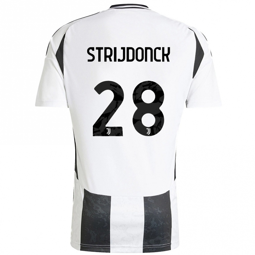 Kids Football Bayron Strijdonck #28 White Black Home Jersey 2024/25 T-Shirt Uk