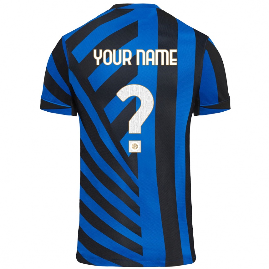 Kids Football Your Name #0 Blue Black Home Jersey 2024/25 T-Shirt Uk