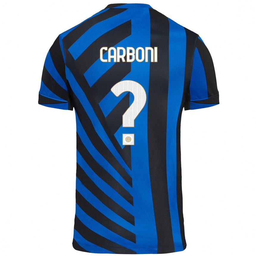 Kids Football Franco Carboni #0 Blue Black Home Jersey 2024/25 T-Shirt Uk