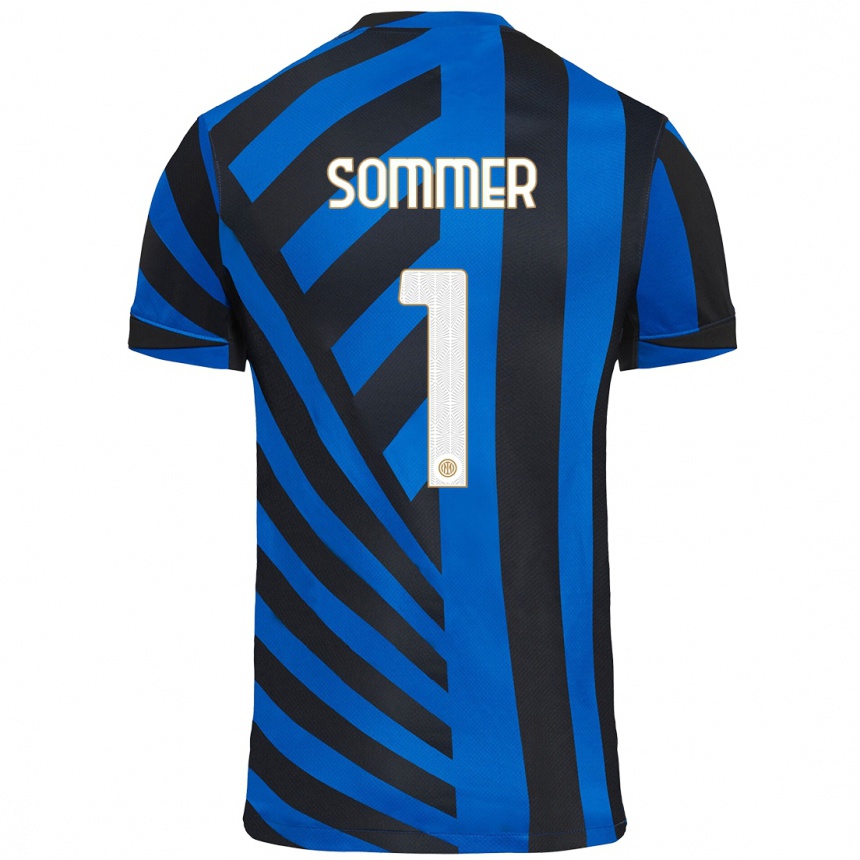 Kids Football Yann Sommer #1 Blue Black Home Jersey 2024/25 T-Shirt Uk